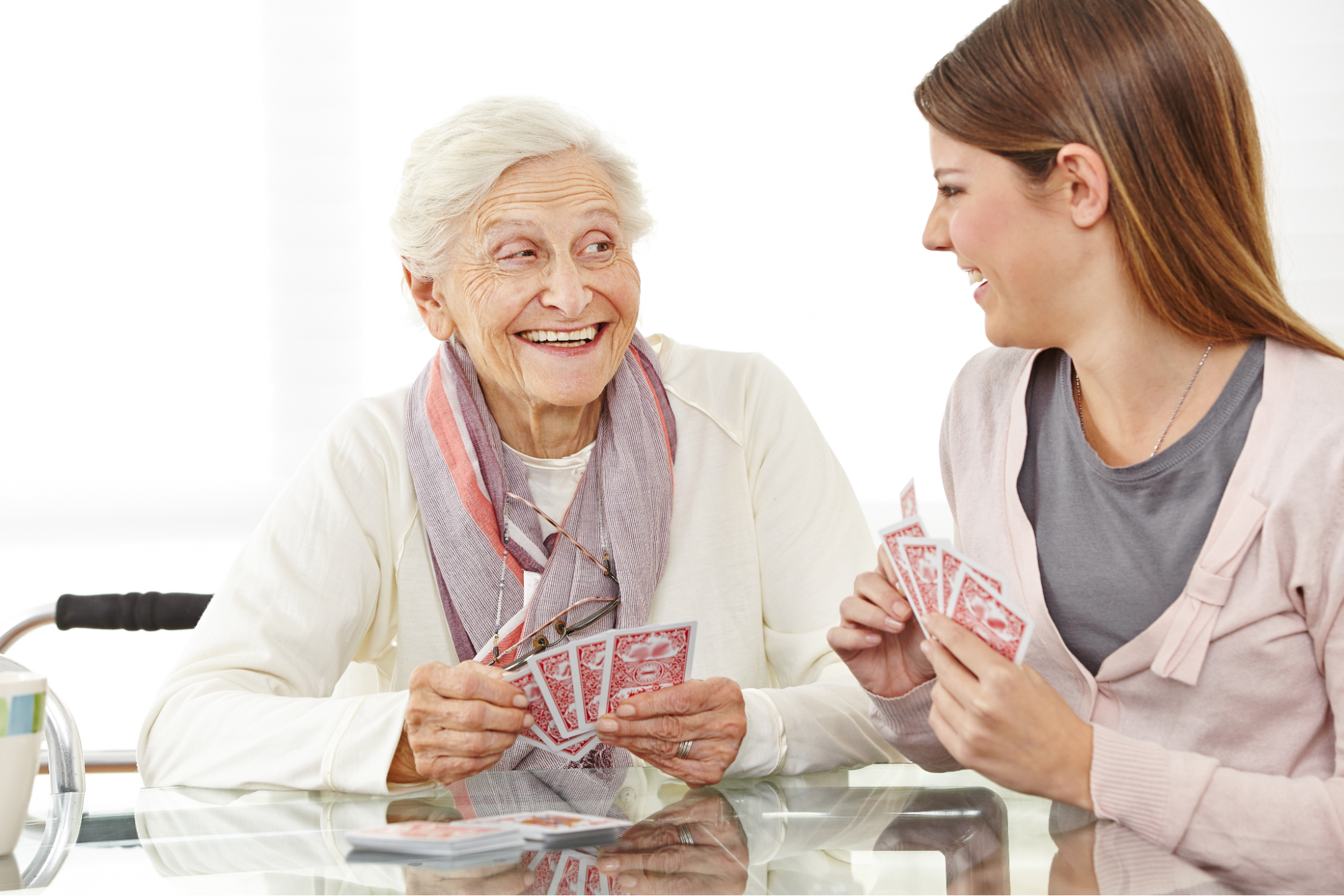 Caregiver providing emotional support to senior