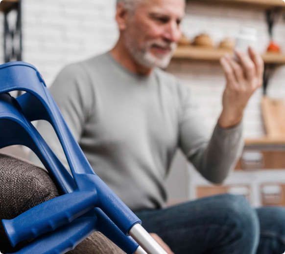 Senior receiving compassionate mobility assistance